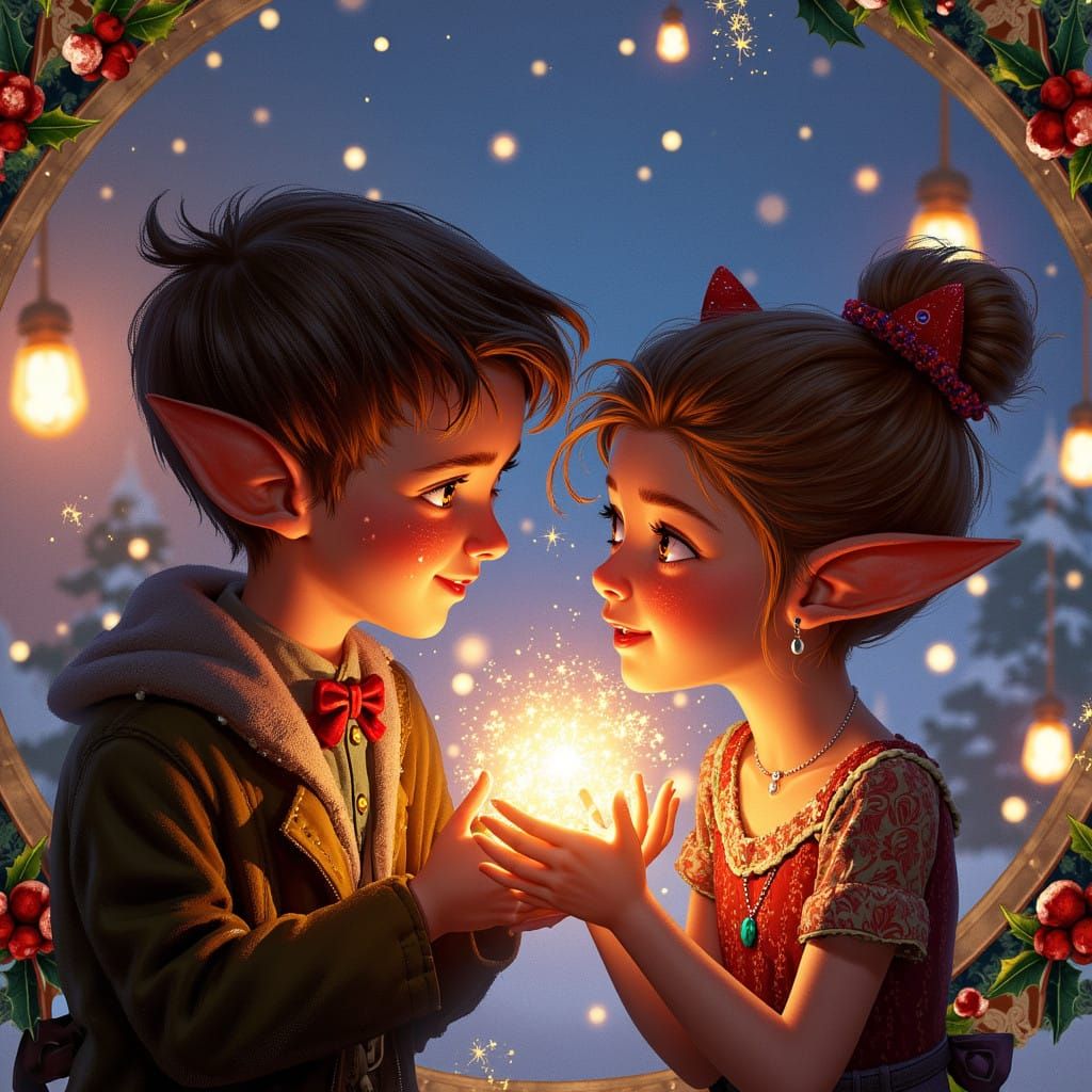 Whimsical Christmas Pixie Scene in Vibrant Octane Style