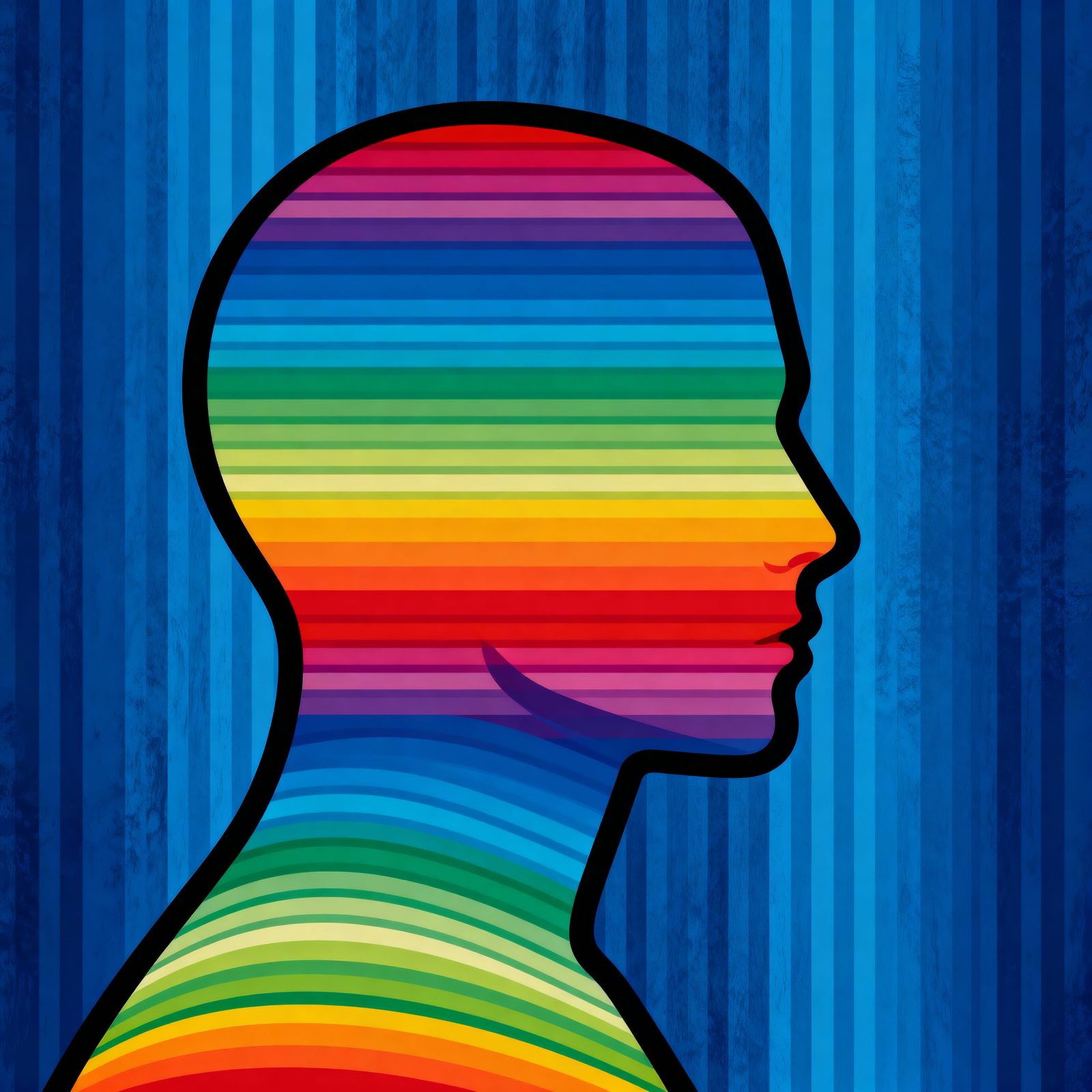 Human Profile in 16-Color Spectrum Lines