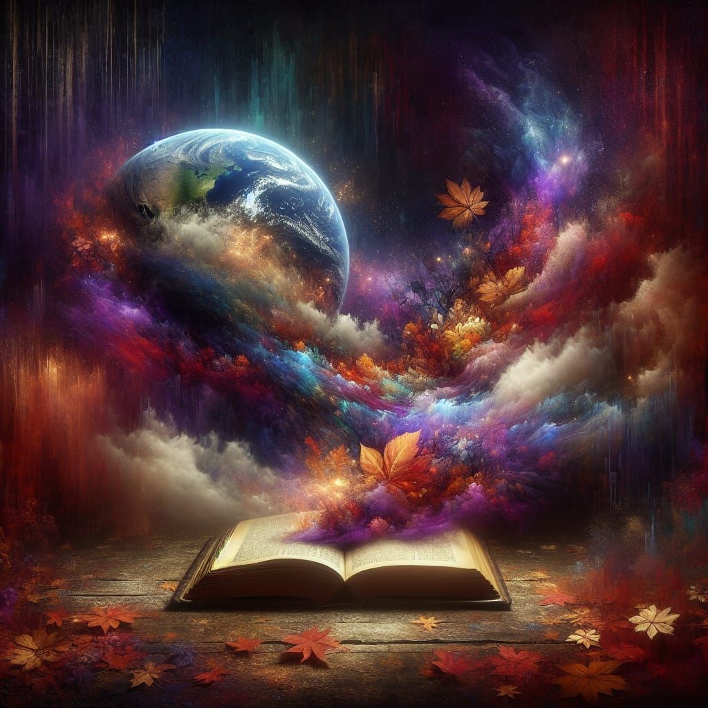 Ethereal Autumn Night Scene with Emerging Globe