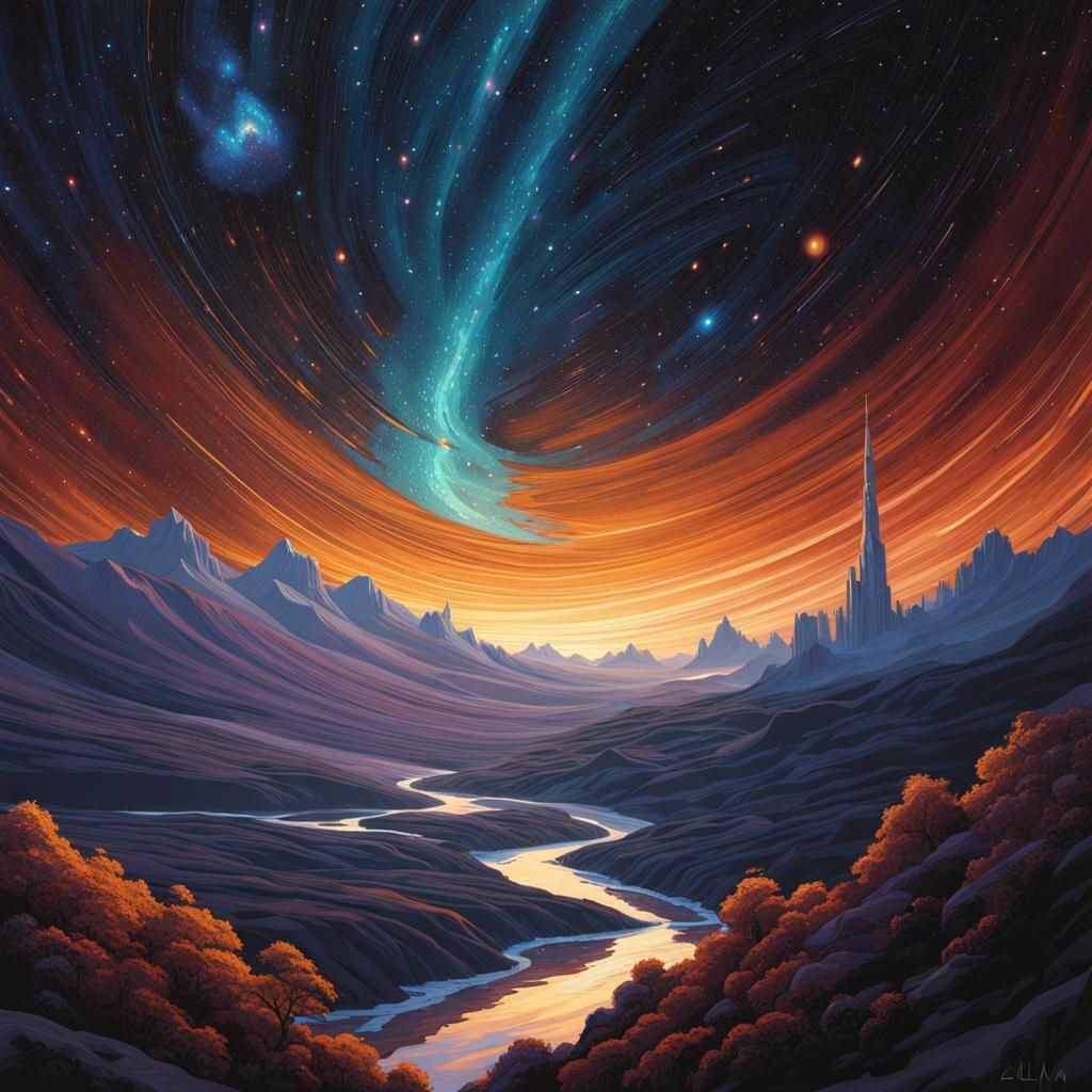 Regal Galaxy Nebula in Hyperrealistic Digital Painting