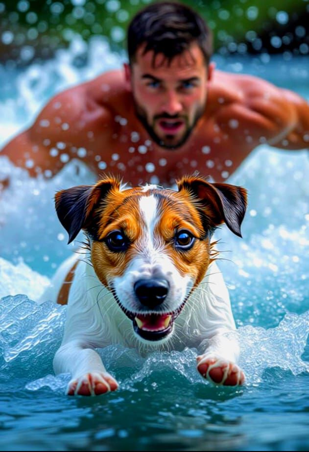 Man Dives To Save Dog In Raging River