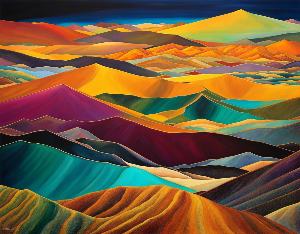 Desert Sunset in Death Valley: Expressionist Painting
