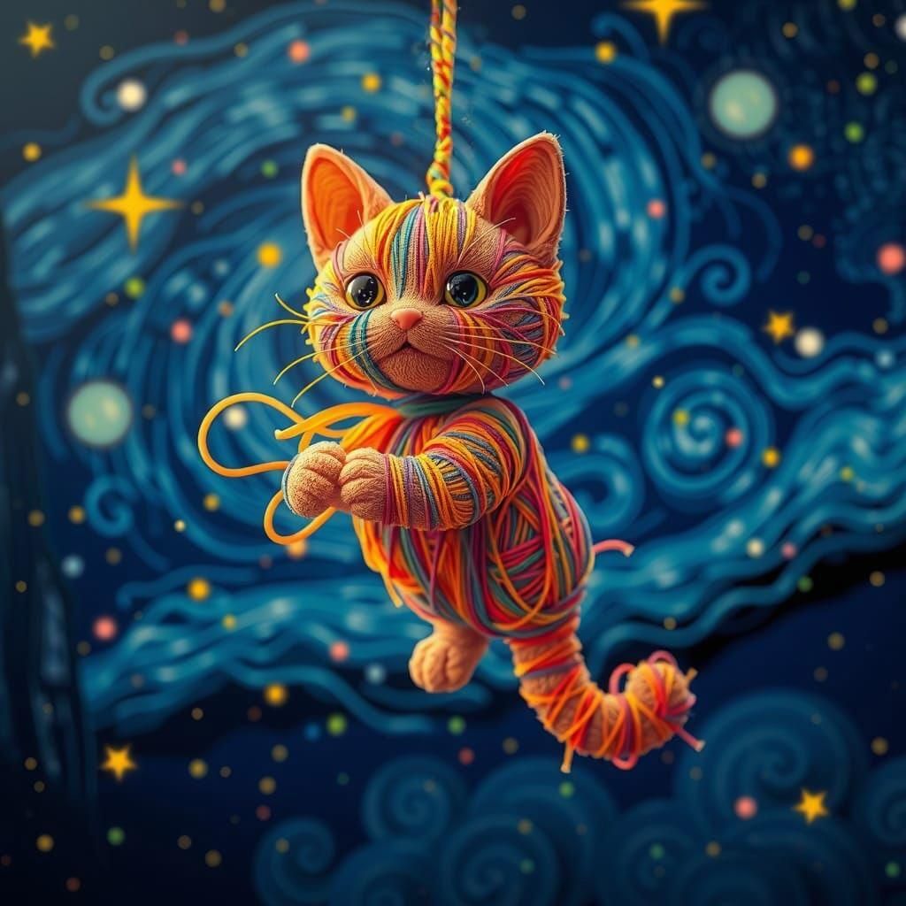 String cat in the night sky