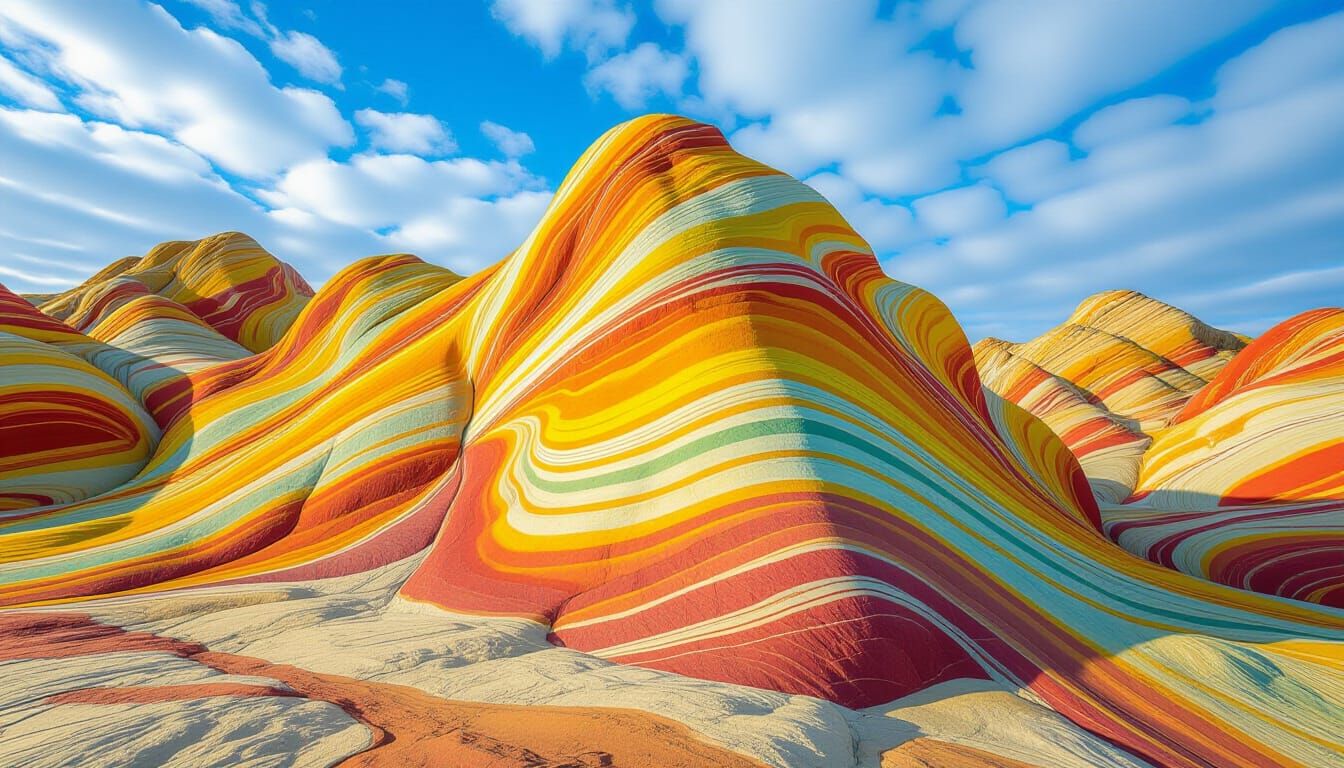 Vibrant Multicolored Rock Formation in National Geographic S...