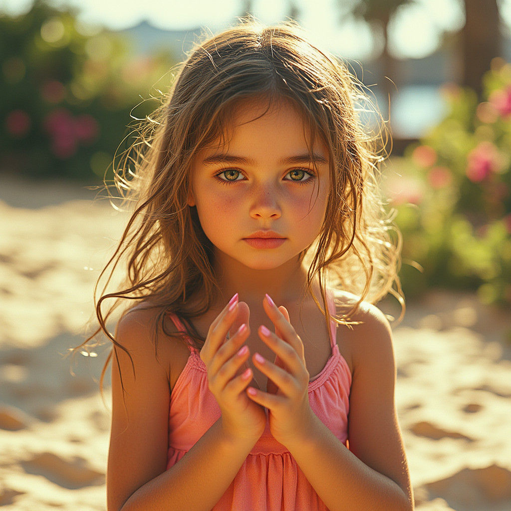 Girl with Pink Toenails in Summer Sunlight