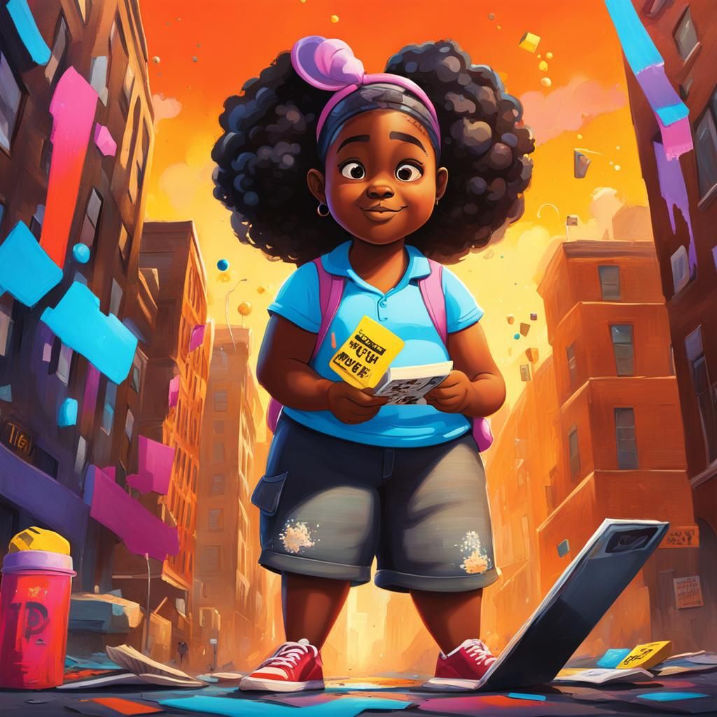 Girl and Grandfather Doing Crossword in 3D Style