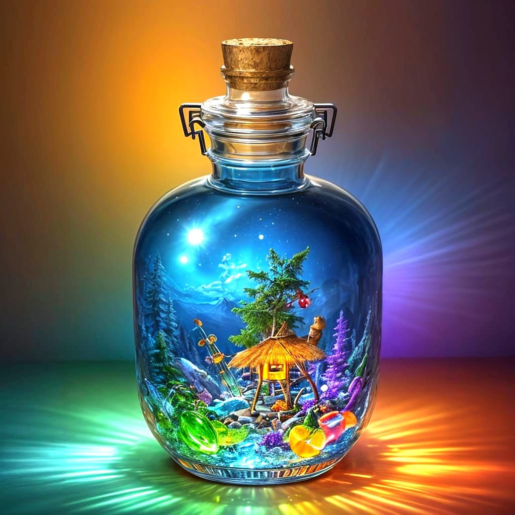 Vibrant World Inside a Glass Bottle