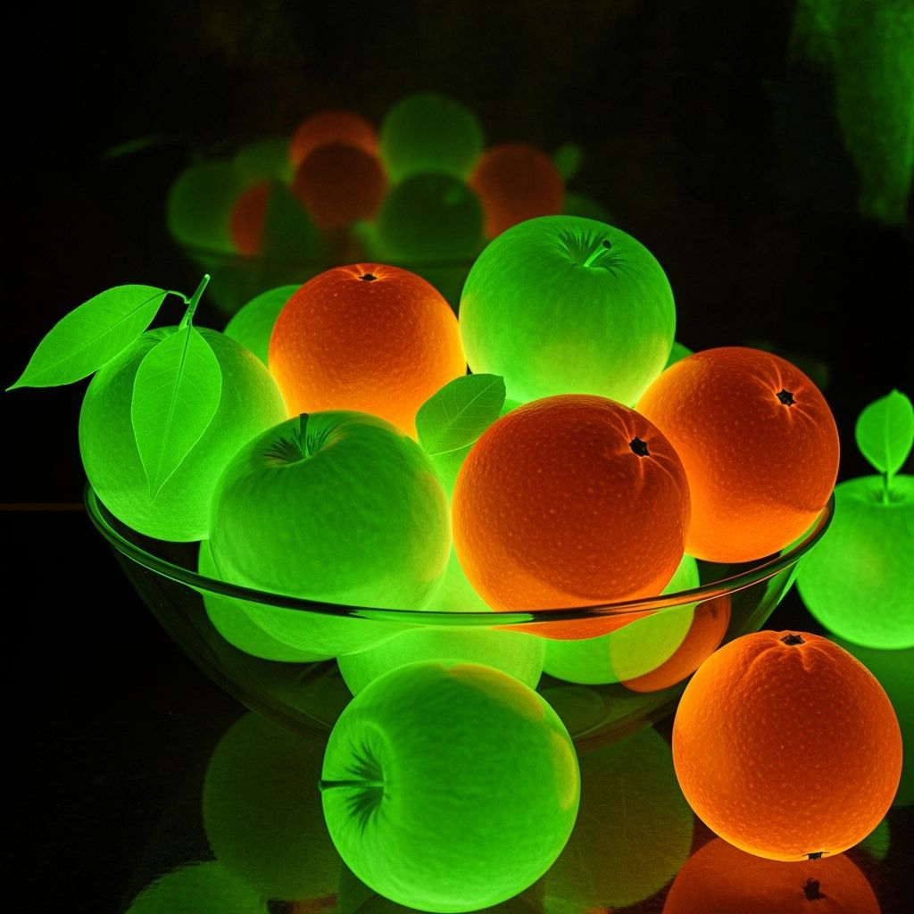 Dramatic Neon Fruit Photogram in Man Ray Style