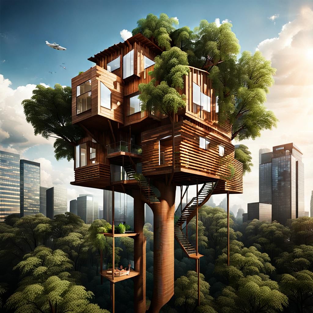 Skyscraper Treehouse: A Fusion of Nature and City