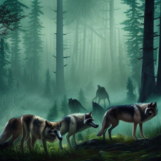 Wolves in a Haunted Forest: Fantasy Concept Art