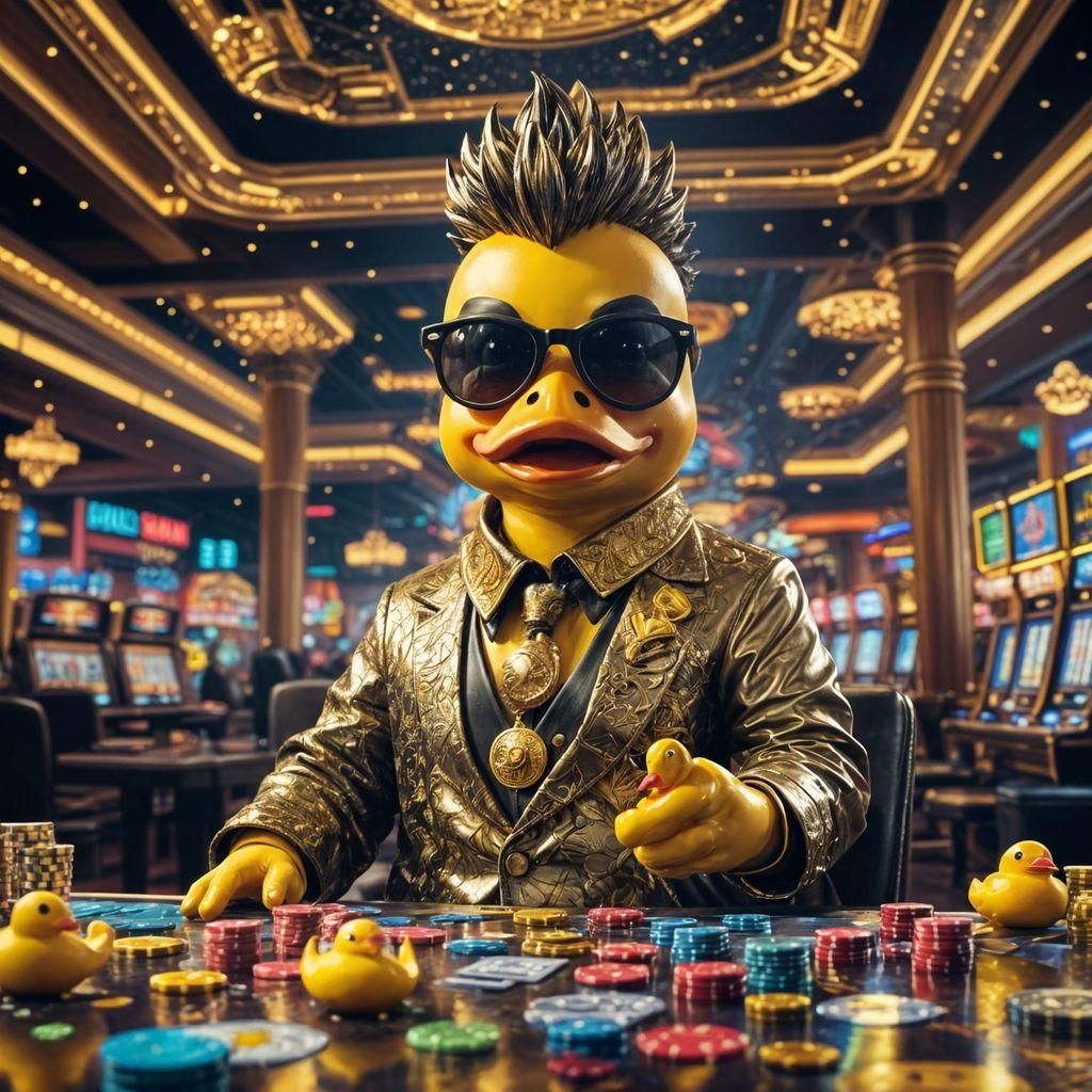Glamorous Rubber Duck with Mohawk at Casino, Digital Art