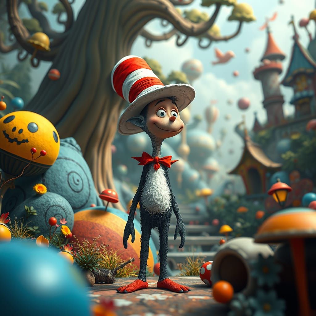 Whimsical Dr. Seuss-Inspired Character in a Fantastical Envi...
