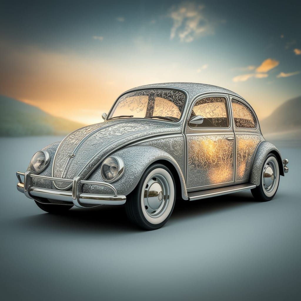 Luxurious Tesla Car in Sunset Glow