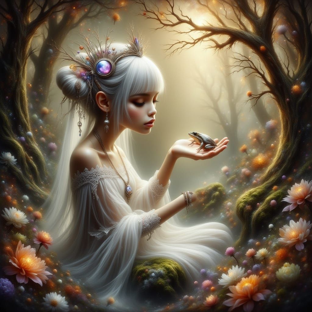 Ethereal Princess in Autumn Woods