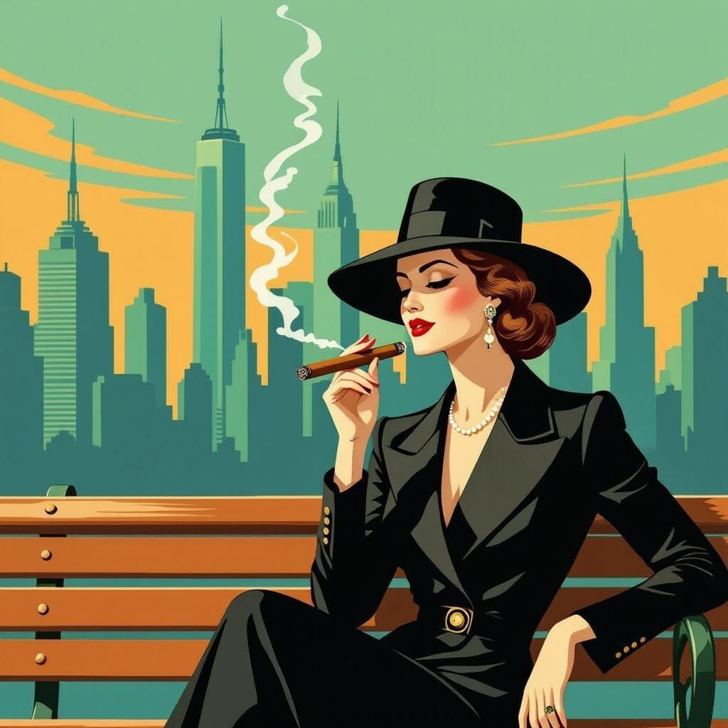 Art Deco Travel Poster of Manhattan in Broders Style