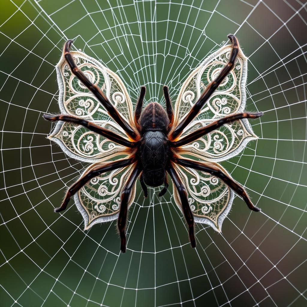 Tarantula Weaving Butterfly Web: Intricate Artistry
