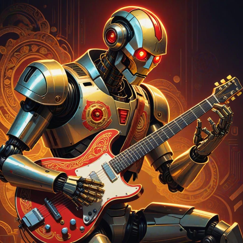 Robotic Spaniard Plays Guitar in Sci-Fi Comic Style