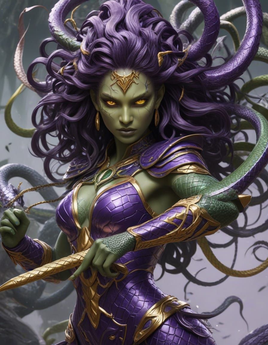 Stunning Fantasy Warrior in Shimmering Purple Armor