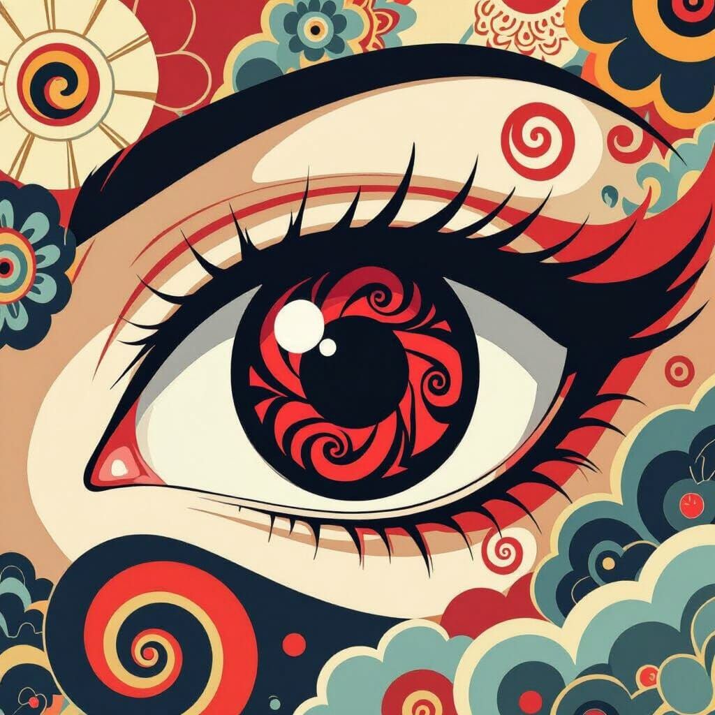 Sharingan Eye with Red and Black Swirls