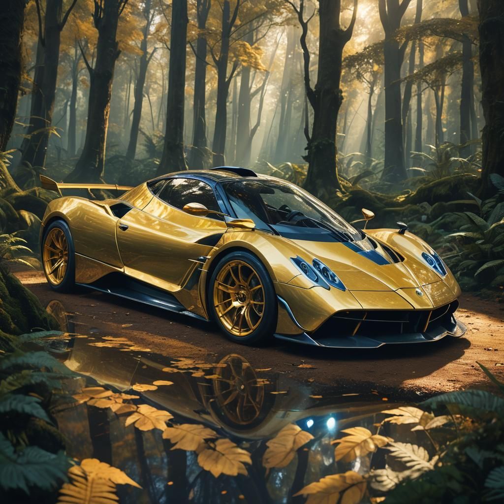 Mystical Forest Pagani Hypercar: Fantasy Concept Art