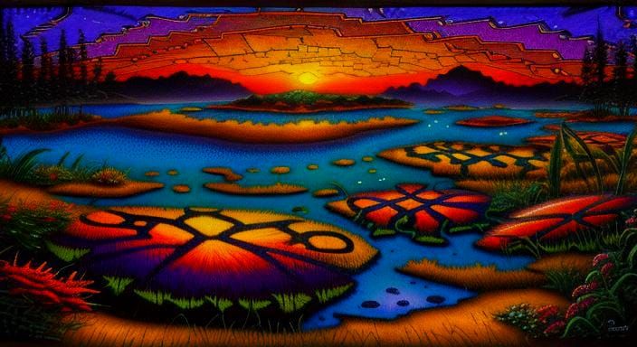 Abstract Sunset in Luminous Style