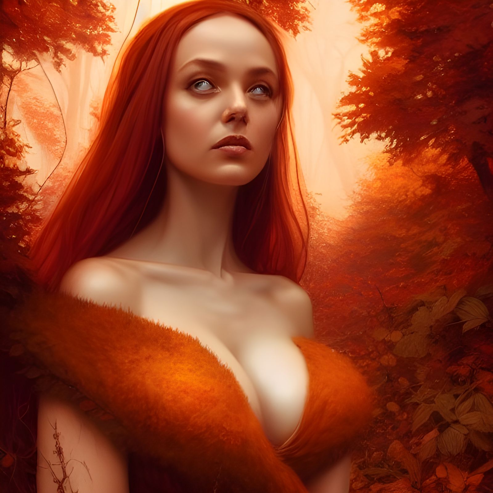 Autumn Goddess in Hyperrealistic Digital Painting