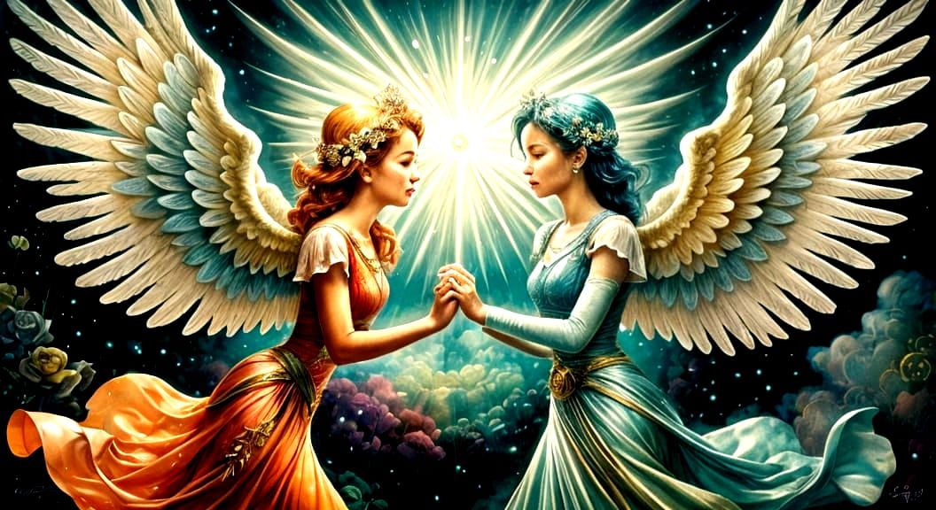 Angelic Flight in Storybook Illustration Style