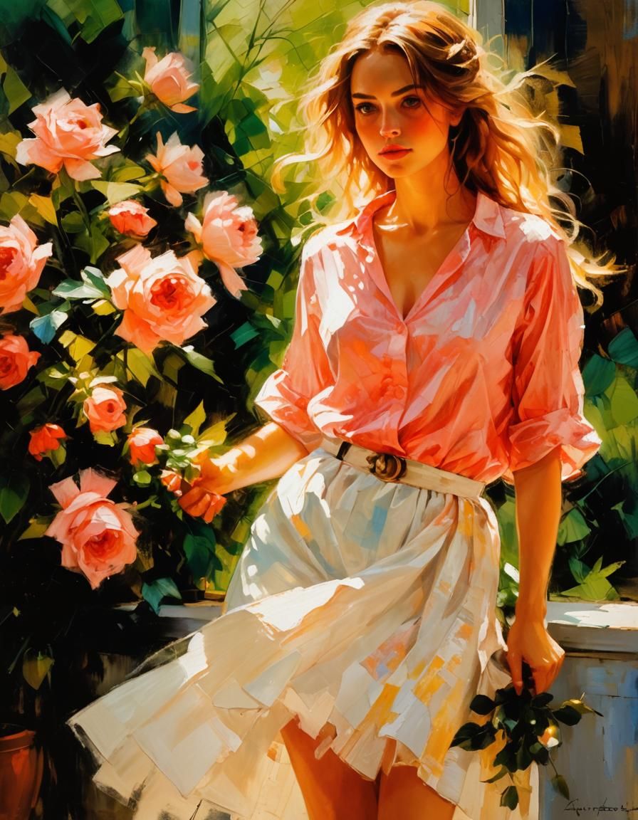 Expressive Oil Painting Portrait with Dramatic Lighting