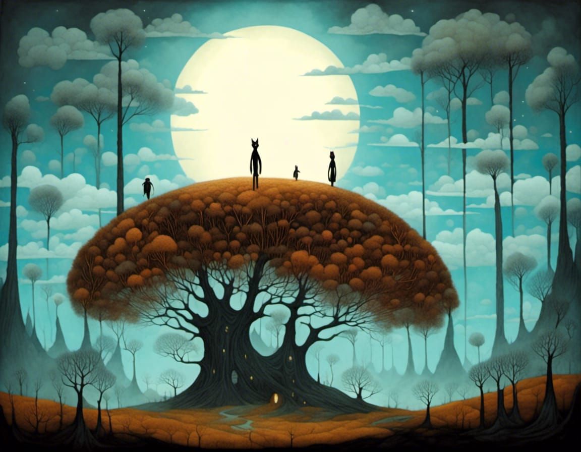 Surreal Landscape in TeamLab Style