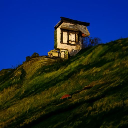 Old House on a Hill: Photorealistic Oil Painting