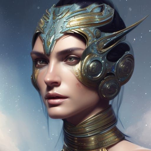 Futuristic Queen Portrait in Extravagant Royal Style