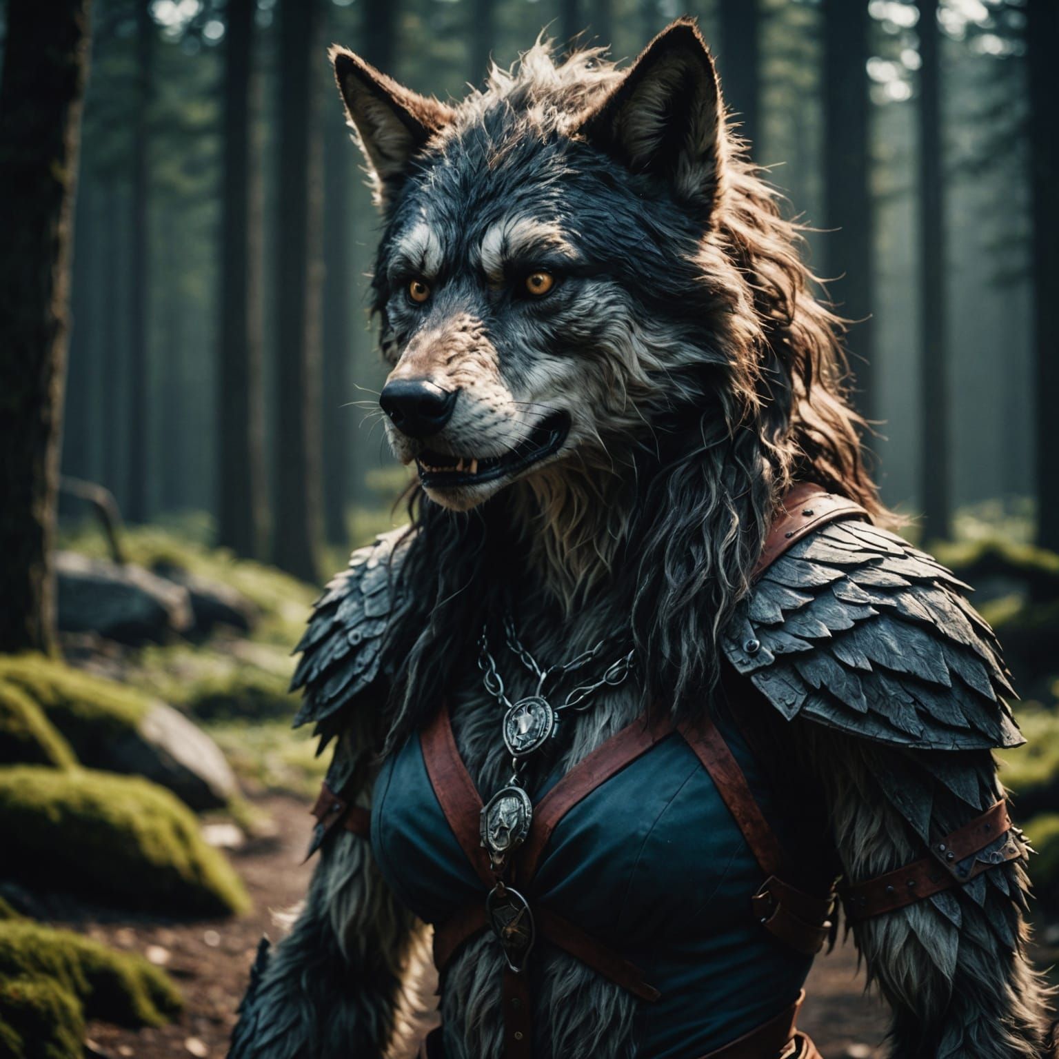 Beautiful Anthro Werewolf Cinematic Film Still