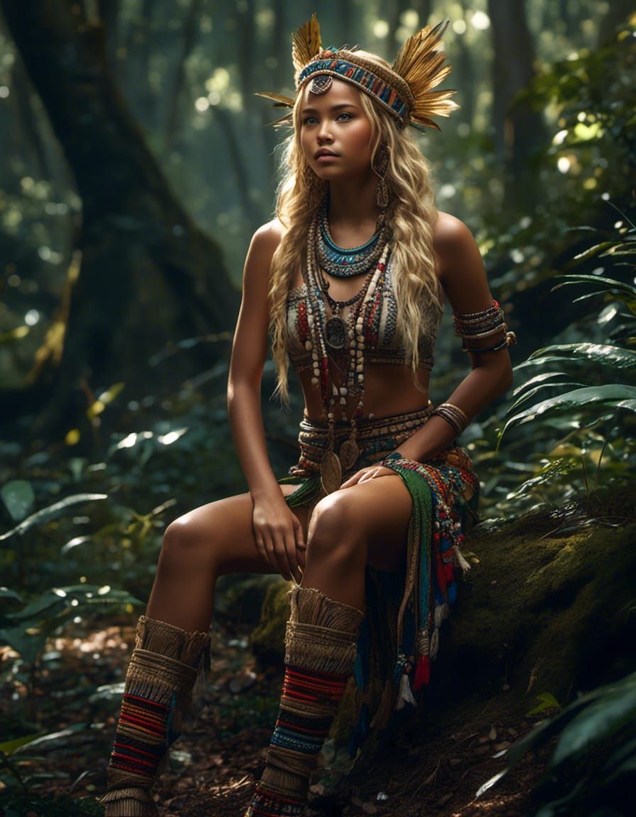 tribal girl at forest