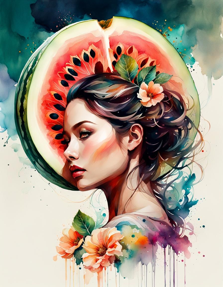 Curvy Woman in Digital Watercolor Illustration