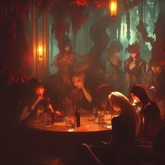 Vampire Cafe Concept Art in Dramatic Lighting