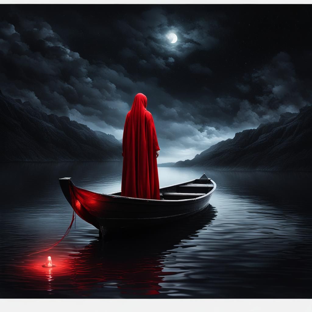 Divine Light on a Dark Lake: Rembrandt-Style Painting