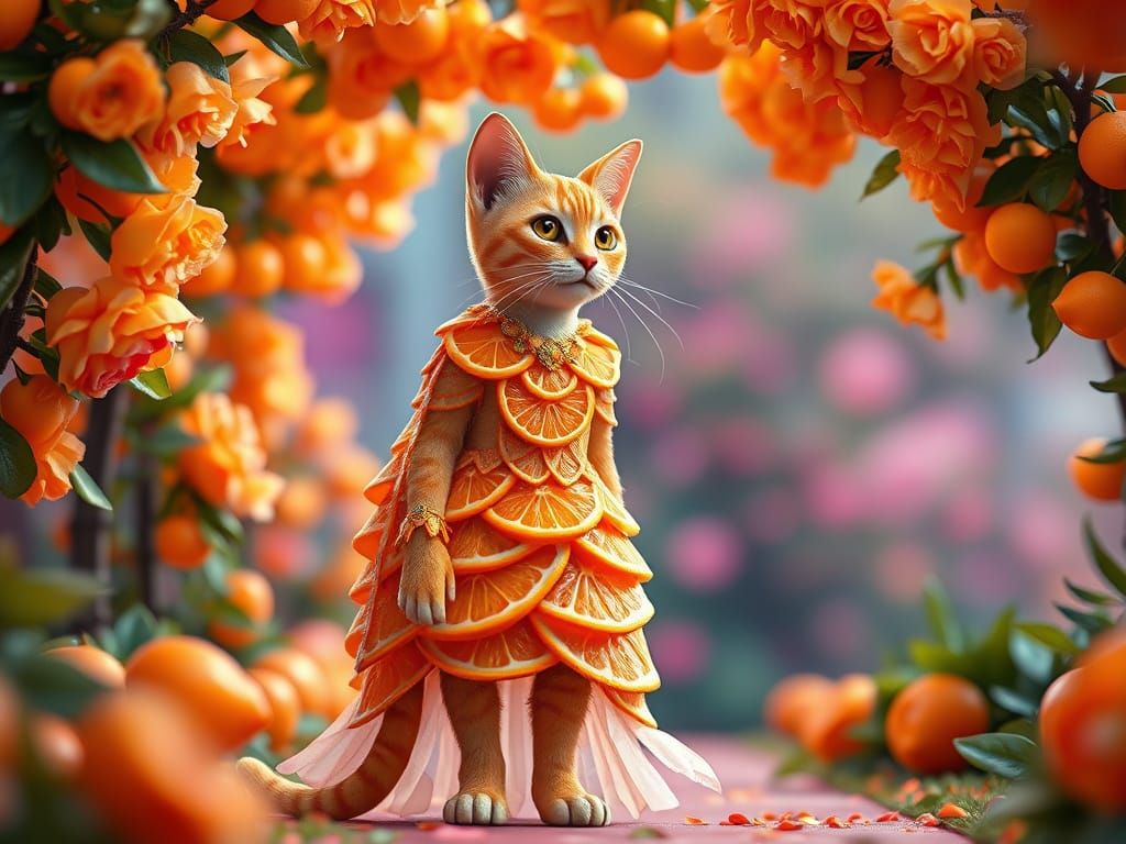 Stunning Orange Cat in Whimsical Wedding Attire