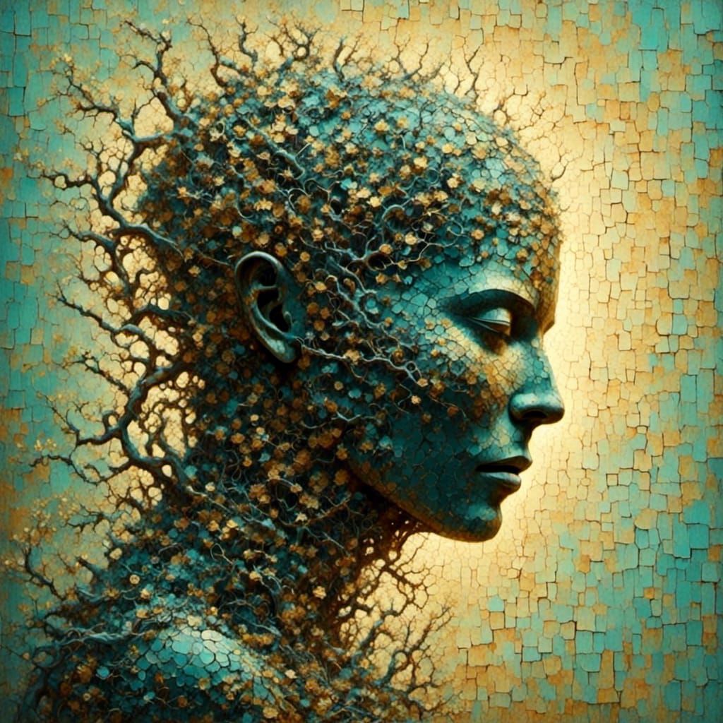 Surreal Cracked Line Dreamscape with Abstract Design