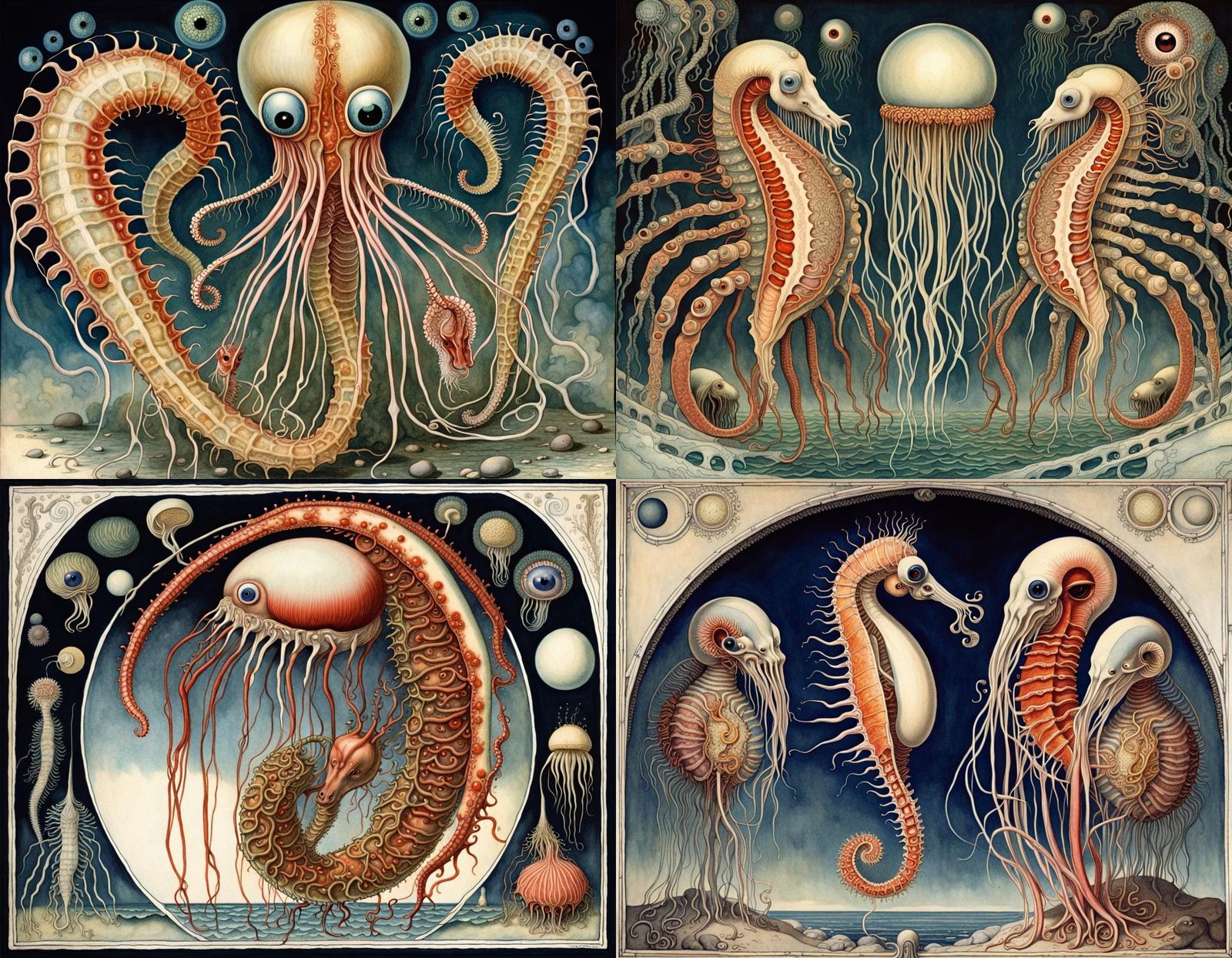 Surreal Fusion of Sea and Anatomy in Vintage Style