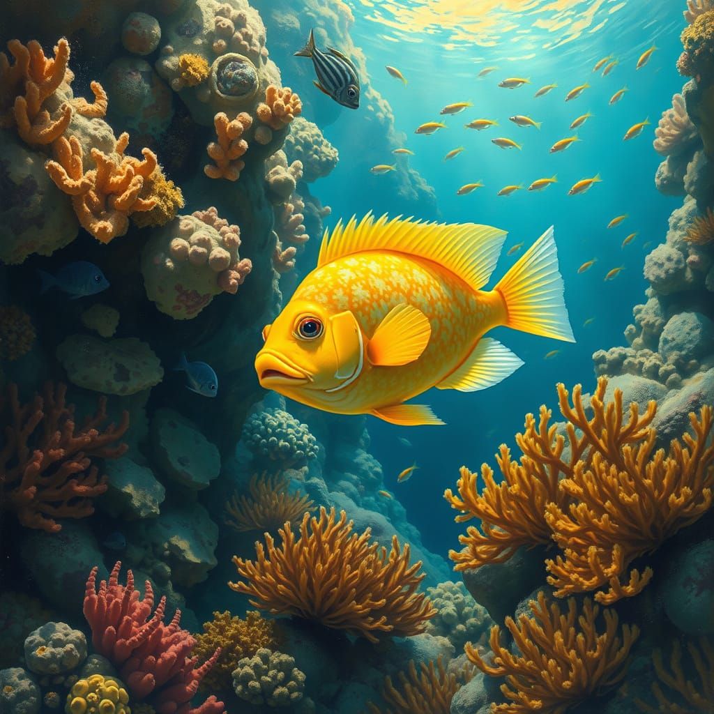 Vibrant Blonfish in a Fantastical Coral Reef