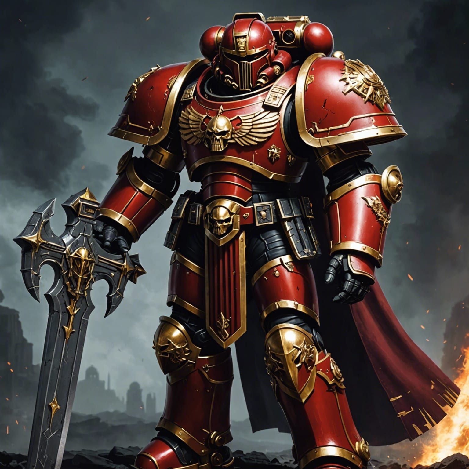 Space Marine in Warhammer 40k Style