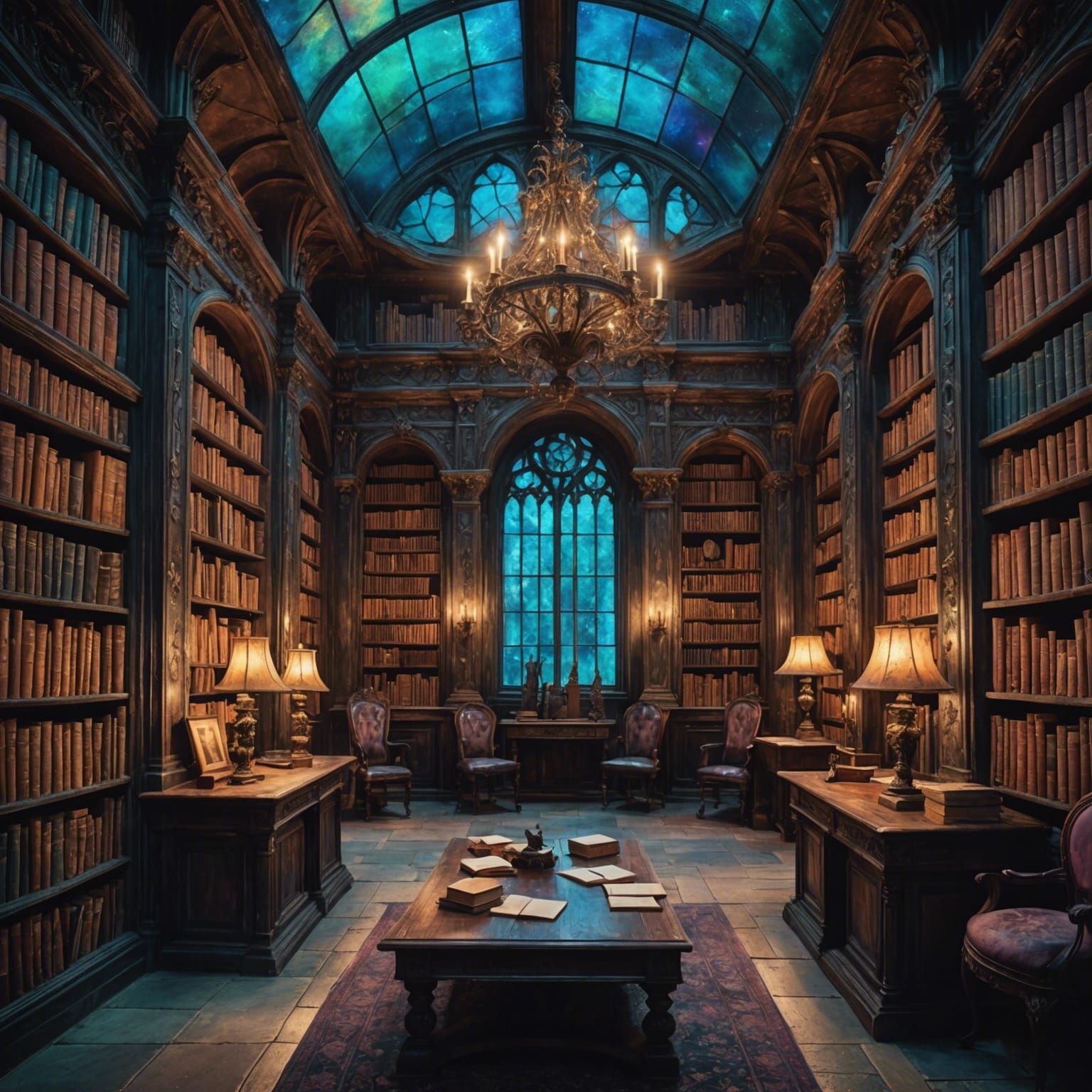 Enchanting Magical Library in Dreamlike Gothic Style