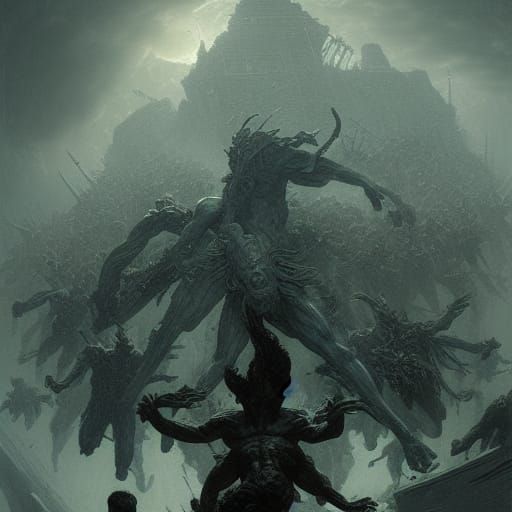 Terrifying Titan Attack in Horror Style