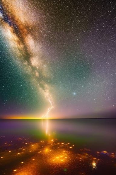 Cosmic Winter Night Sky in Ornate Style