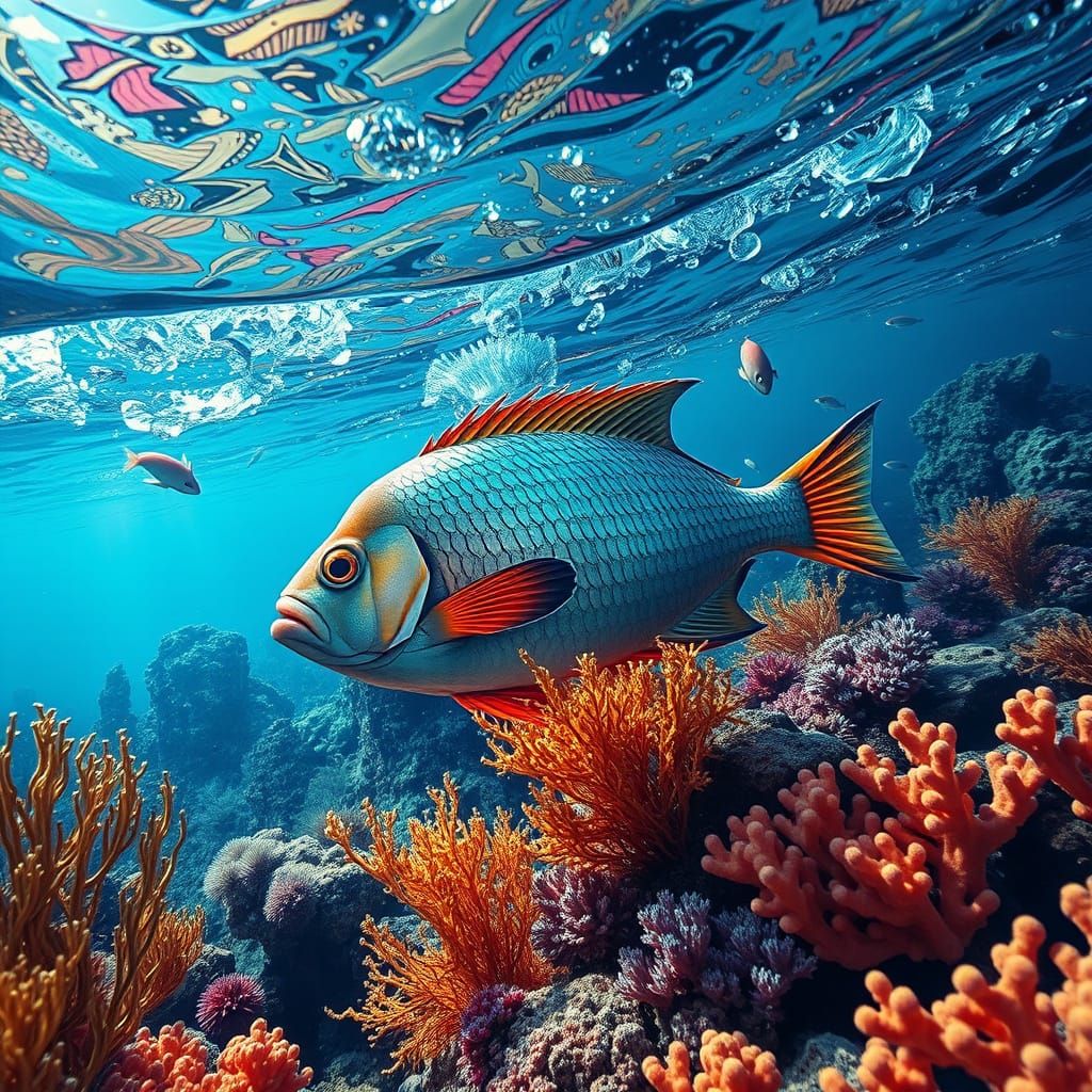 Vibrant Dubai Aquatic Life in Abstract Style