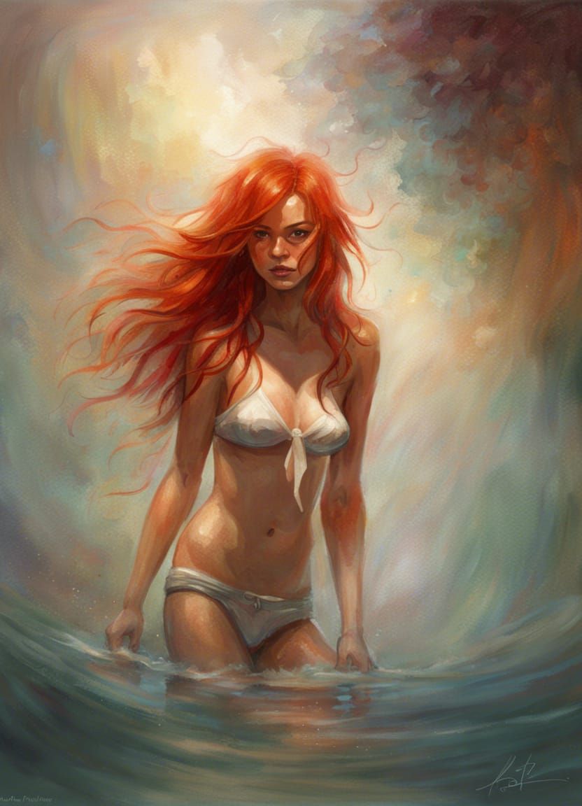 Ethereal Redhead in Hyperdetailed Full Body Portrait