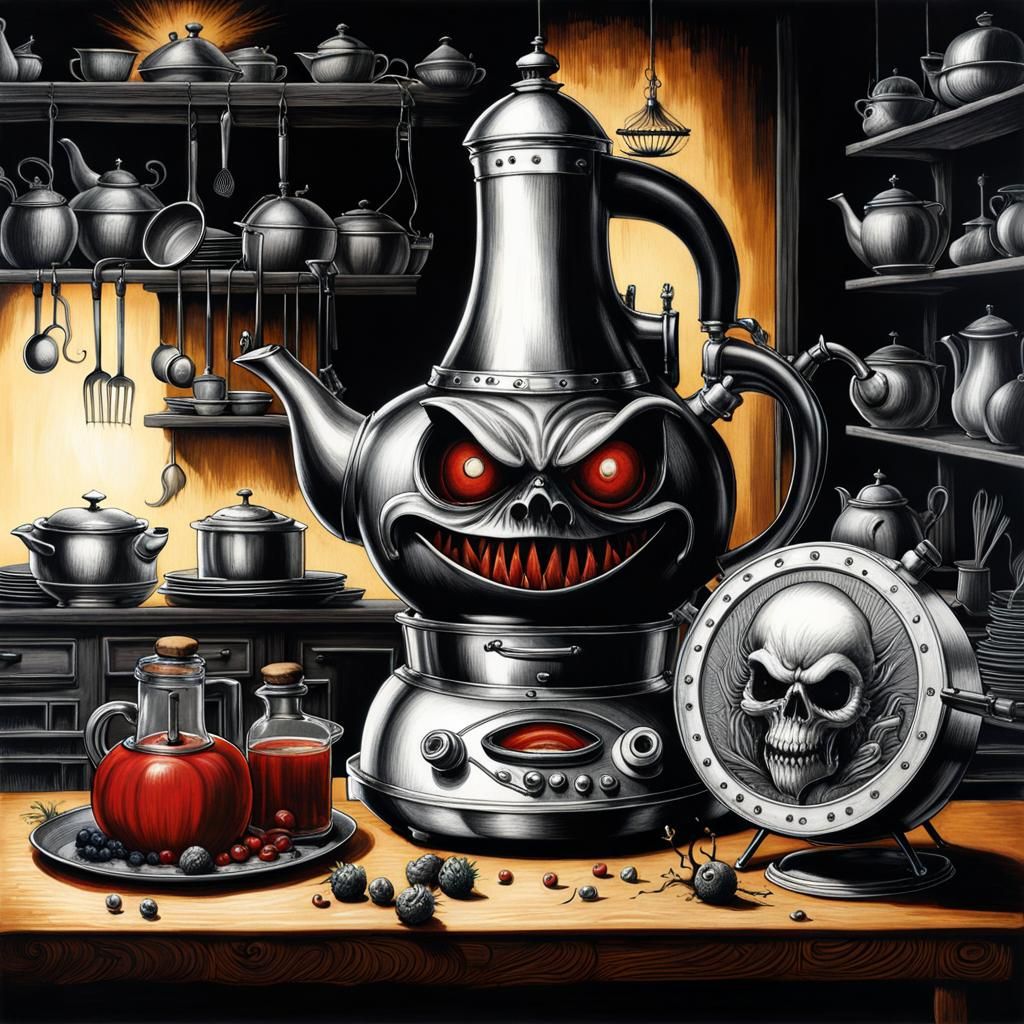 Horror Kitchen: Evil Appliances in Dark Fantasy Style