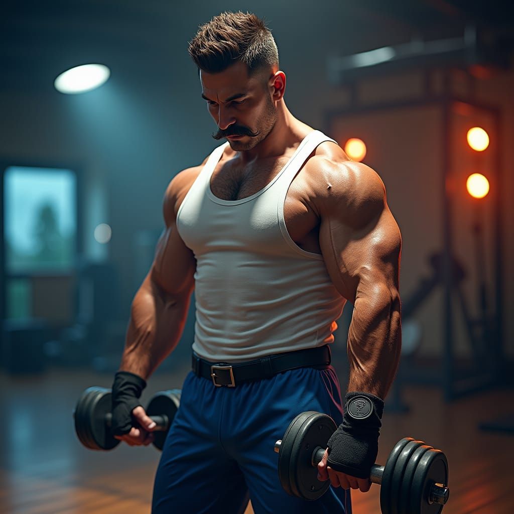 Intense Gym Workout: A Digital Matte Painting