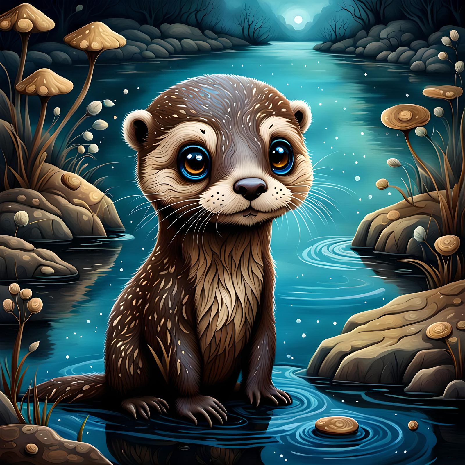 Surreal Otter Painting Inspired by Pop Surrealism