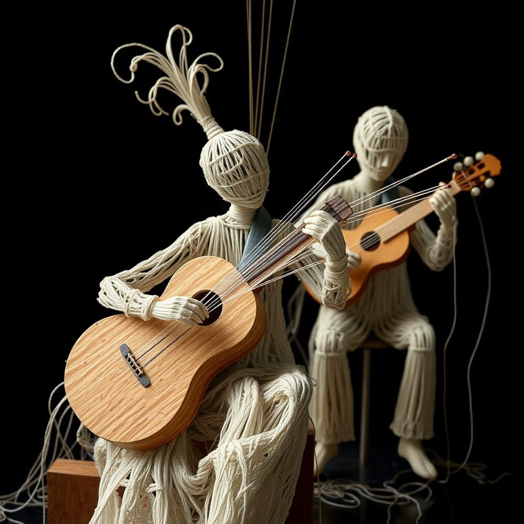 Surreal String People Playing Instruments